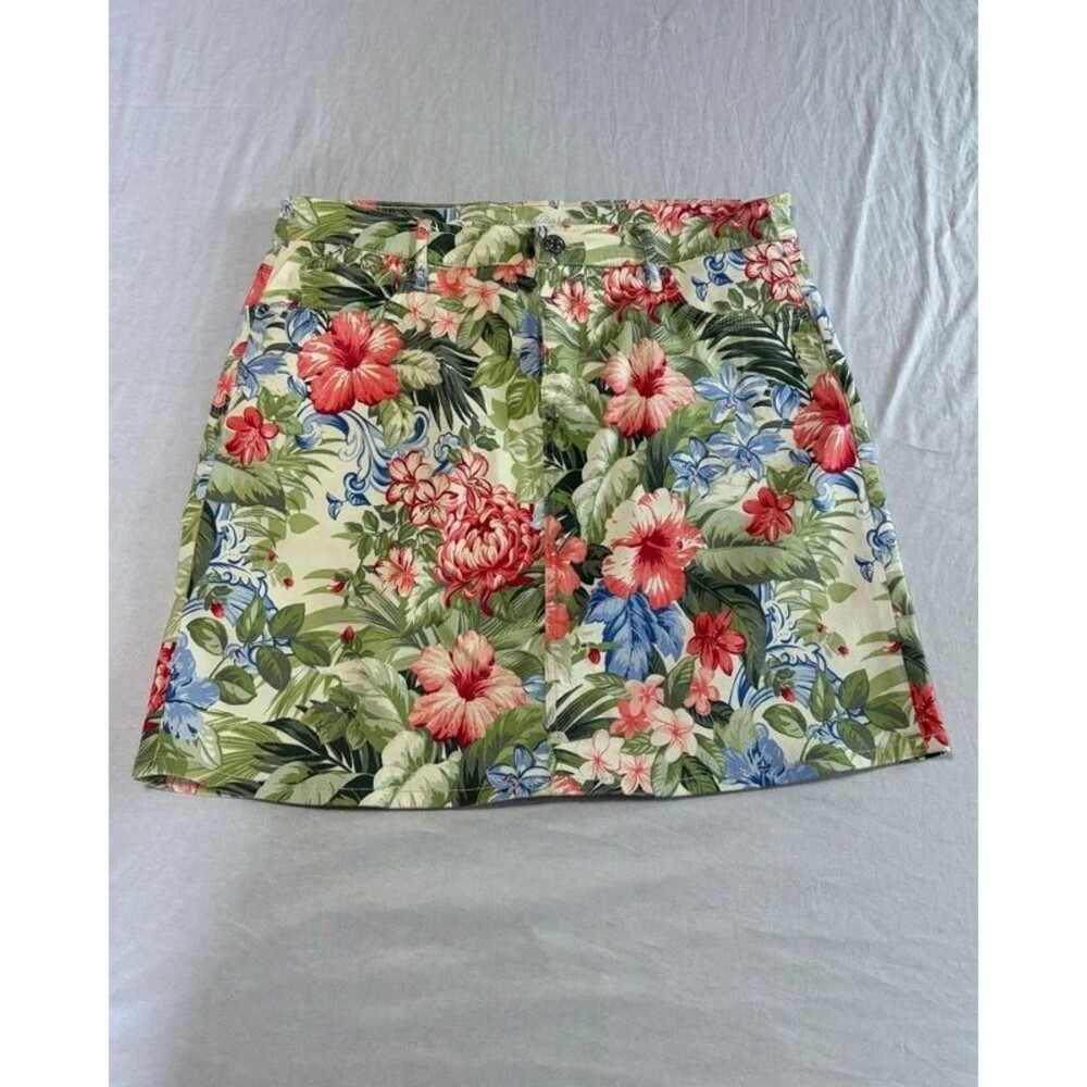 Tommy Bahama 12 Boracay Beach Floral Mini Skirt Hibiscus Tropical Print Stretch